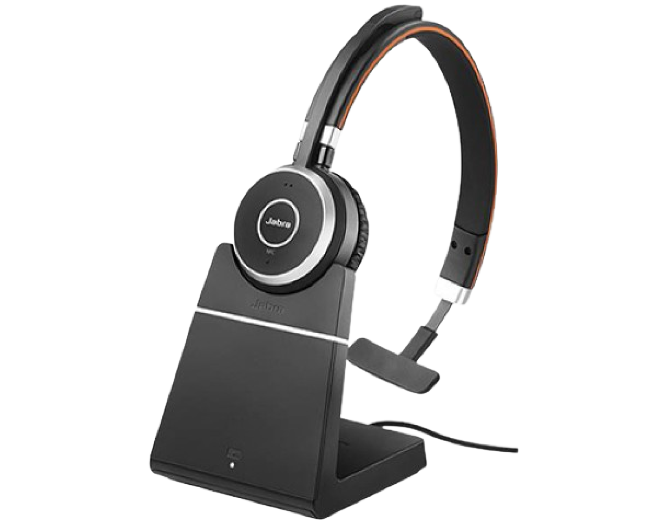 movox_jabra evolve 65 mono 1 400-500 Jabra Evolve 65 Mono Headset on charging stand