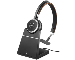 Jabra Evolve 65 Mono Headset on charging stand